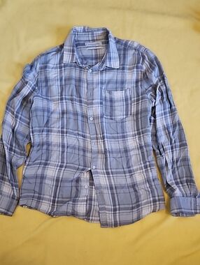 Cotton On Men's Gray And White Plaid Button-Down Shirt